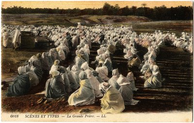 الصلاة الكبرى للمسلمين، الجزائر. بطاقة بريدية من مجموعة سيلفا. بواسطة فنان غير معروف