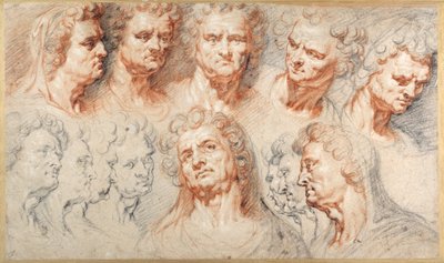Head Studies (coloured chalks on paper) بواسطة آرثر الأول (Attr. To) Quellinus