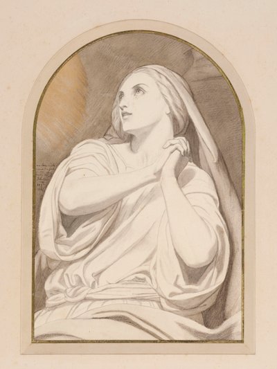 مريم المجدلية في حالة نشوة، حوالي عام 1858 (قلم رصاص، قلم تلوين، ألوان مائية، غسيل وحبر على ورق) بواسطة آري شيفر
