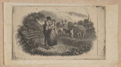 نقش الأوراق النقدية مع صانعي القش يرمز إلى الصناعة الريفية ، كاليفورنيا. 1824-37. بواسطة آشر براون دوراند.