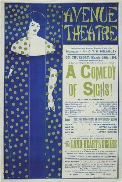 شارع الجادة ، كوميديا التنهدات! ملصق ، 1894 بواسطة Aubrey Beardsley