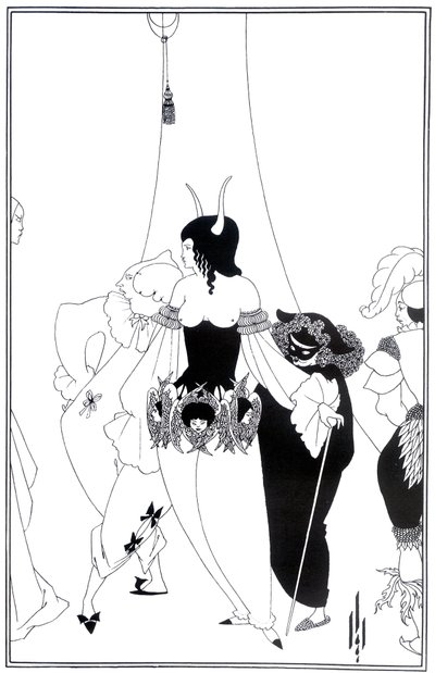 رسم توضيحي لقناع الموت الأحمر لإدغار آلان بو ، 1895 بواسطة Aubrey Beardsley