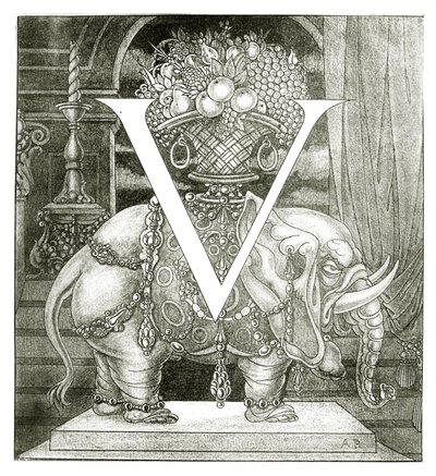 الحرف الأولي "V" إلى Volpone ، 1898 بواسطة اوبري بيردسلي