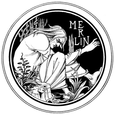 ميرلين ، رسم توضيحي من "Le Morte d&39;Arthur" بواسطة السير توماس مالوري ، 1893-94 بواسطة Aubrey Beardsley