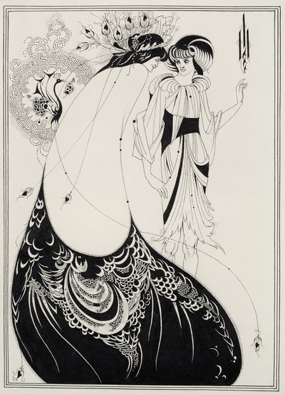 تنورة الطاووس ، توضيح للنسخة الإنجليزية من `Salome by Oscar Wilde (1854-1900) 1893 (حبر أسود وجرافيت على ورق) بواسطة اوبري بيردسلي