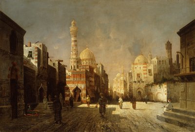 مشهد من شارع عربي (زيت على قماش) بواسطة أغسطس سيجن