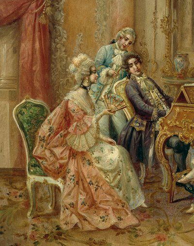 على البيانو، لستيفان سيدلاتشيك (1868-1936)، زيت على قماش، تفصيل بواسطة أغسطس ستيفان Sedlacek