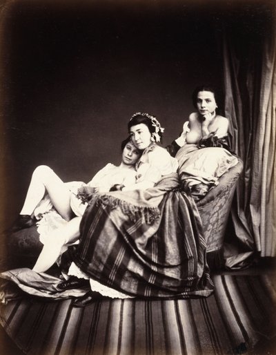 ثلاث نساء عاريات في صالة تشيس ، c.1850 بواسطة Auguste Belloc