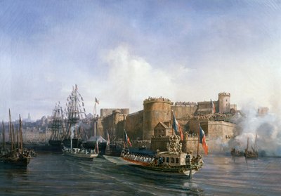 زيارة نابليون الثالث في بريست ، قارب الإمبراطور الذي يدخل الميناء في 11 أغسطس بواسطة Auguste Etienne Francois Mayer