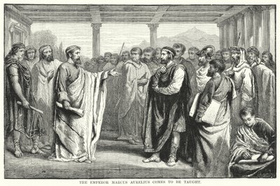يأتي الإمبراطور ماركوس أوريليوس للتدريس (النقش) بواسطة أوغست فرانسوا (بعد) لابي