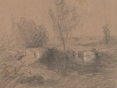 منظر طبيعي ، حوالي 1853-65 (قلم رصاص ويغسل على ورق) بواسطة أوغست فرانسوا رافير
