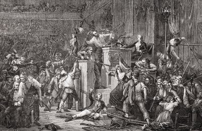 رأس فيراو في المحكمة، 20 مايو 1795، السنة الثالثة، نقش بقلم جونار من كتاب "تاريخ الثورة الفرنسية" للويس بلان (1811-1882) (نقش) بواسطة Auguste Jean-Baptiste (after) Vinchon