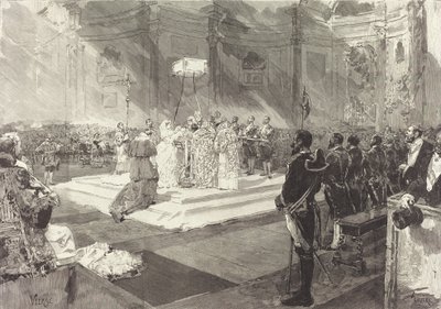 المعمودية الملكية في بلاط إسبانيا ، 1882. بواسطة أوغست ليبير