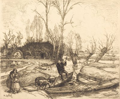 في مستنقع Deluged - The Shepherd Au marais inonde - Le berger ، 1911. بواسطة أوغست ليبير