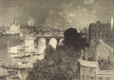14 يوليو. إضاءة نهر السين من Pont Neuf إلى Pont au Change ، 1882. بواسطة أوغست ليبير