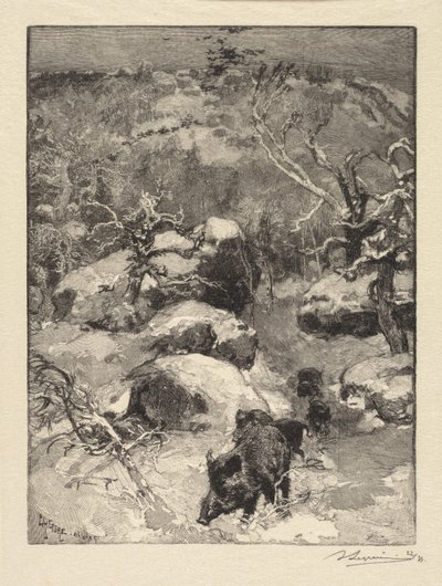 غابة فونتينبلو: Cuvier-Châtillon Cliff بواسطة أوغست لويس ليبيري