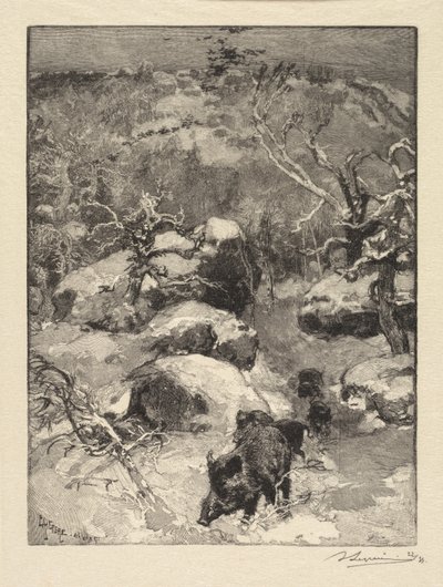 غابة Fontainebleau: Cuvier-Châtillon Cliff غابة Fontainebleau: Roche Cuvier-Châtillon ، 18 بواسطة أوغست لويس ليبيري