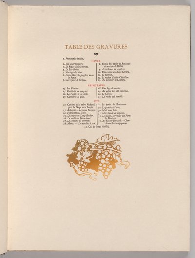 غابة فونتينبلو: العنب ، جدول كول دي مصباح للنقوش La Forêt de Fontainebleau ... ، 1908 بواسطة أوغست لويس ليبيري