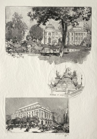 Rouen Illustré: La Musée، Fontaine St. Marie، Le Théâtre des Arts، 1896. بواسطة أوغست لويس ليبيري
