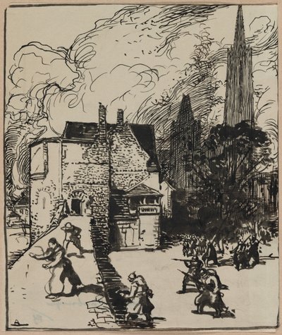 حصار موبيج ، 1914. بواسطة أوغست لويس ليبيري