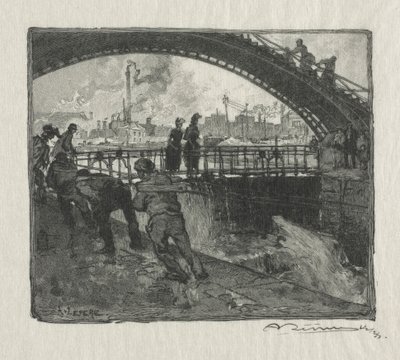 قفل قناة سانت مارتن ، 1890. بواسطة أوغست لويس ليبيري