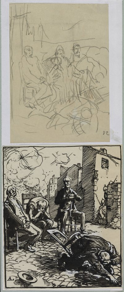 ثلاثة رهائن جالسين ، 1914. بواسطة أوغست لويس ليبيري