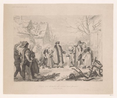 لويس السادس عشر يزور حي فقير توزيع لويس السادس عشر des secours aux pauvres (العنوان على الكائن) بواسطة لويس هرسنت