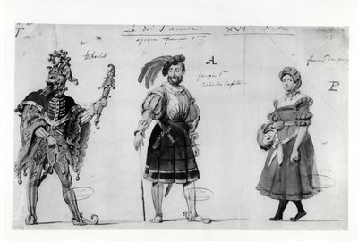 تصاميم الأزياء لـ "Le Roi s&39;amuse" من تأليف فيكتور هوغو (1802-85) ، 1832 بواسطة أوغست دي شاتيلون