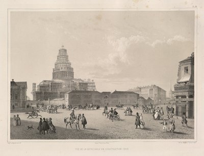 أعمال البناء عام 1838 من: بناء كاتدرائية القديس إسحاق ، 1845 بواسطة أوغست دي مونتفيران