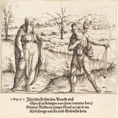 يرسل يسى داود إلى إخوته وشاول ، 1548. بواسطة أوغسطين هيرشفوغل