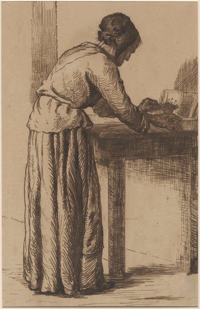 امرأة عجوز تعمل بواسطة Augustin Theodule Ribot