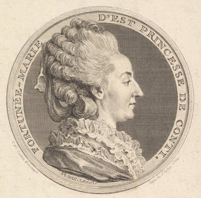طباعة ميدالية بورتريه لفورتوني ماري ديست ، برينسيس دي كونتي ، 1781. بواسطة أوغسطين دي سانت أوبين