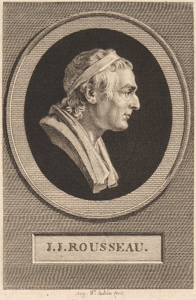 جان جاك روسو بواسطة Augustin de Saint Aubin بعد جان أنطوان هودون
