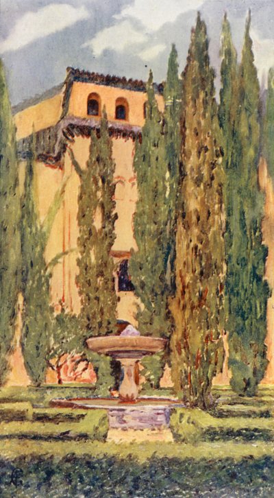 بلاط ليندراكسا، قصر الحمراء (طباعة حجرية ملونة) بواسطة أوغسطين فيتزجيرالد