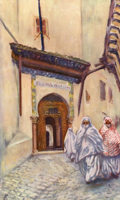 مدخل المكتبة الوطنية، الجزائر العاصمة (صورة حجرية ملونة) بواسطة أوغسطين فيتزجيرالد