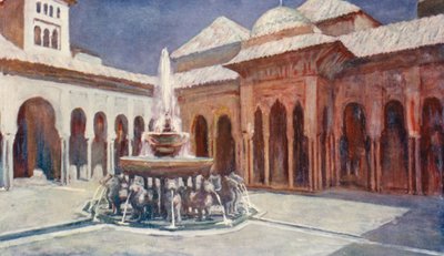 بلاط الأسود، قصر الحمراء (طباعة حجرية ملونة) بواسطة أوغسطين فيتزجيرالد