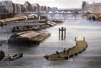 نقل البضائع في باريس، حوالي عام 1810 (نقش) بواسطة أوغسطس تشارلز (بعد) بوجين