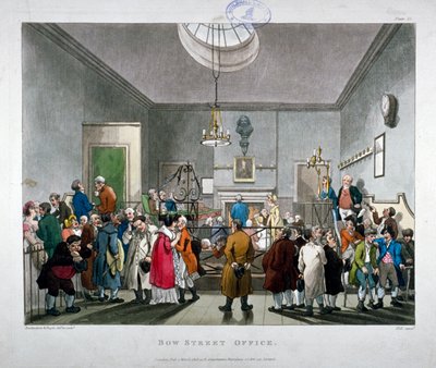 محكمة شرطة Bow Street ، وستمنستر ، لندن ، 1808 بواسطة أوغسطس تشارلز بوجين ، توماس رولاندسون