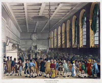 من الداخل من Custom House ، لندن ، 1808 بواسطة أوغسطس تشارلز بوجين ، توماس رولاندسون