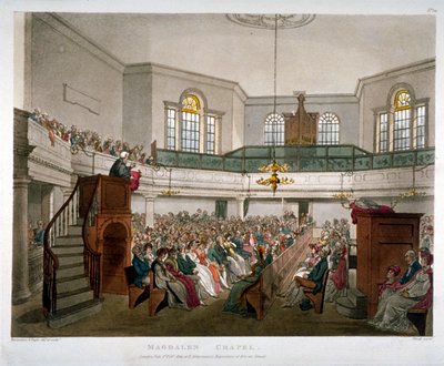 Magdalen Chapel، St George's Fields، Southwark، London، 1809 بواسطة أوغسطس تشارلز بوجين ، توماس رولاندسون