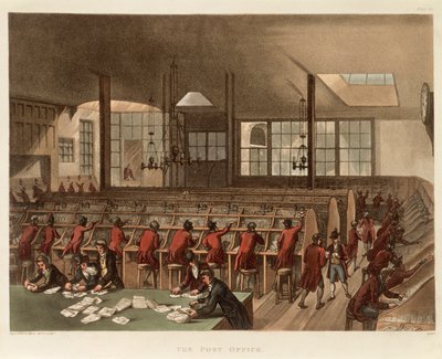 مكتب البريد c1808 بواسطة أوغسطس تشارلز بوجين ، توماس رولاندسون