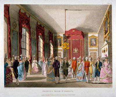 غرفة الرسم في قصر سانت جيمس ، وستمنستر ، لندن ، 1809 بواسطة أوغسطس تشارلز بوجين ، توماس رولاندسون