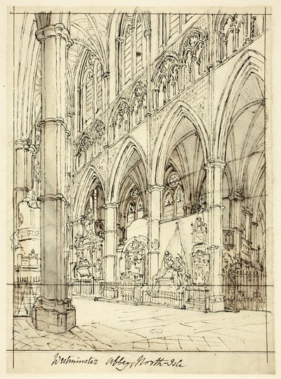 دراسة لـ Westminster Abbey ، من Microcosm في لندن بواسطة أوغسطس تشارلز بوجين