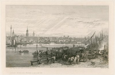 بناء جسر لندن الجديد ، 1826 بواسطة أوغستس وول Callcott
