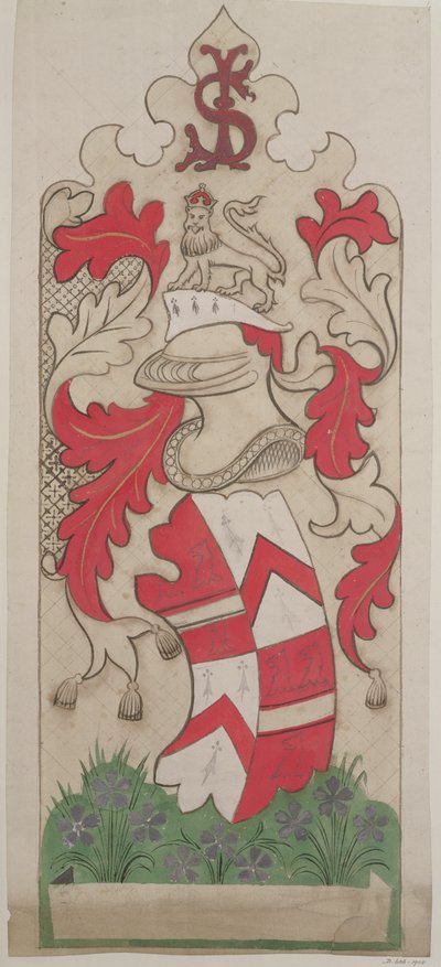 تصميم لتزيين بيوت البرلمان (قلم رصاص ، غواش ومرحاض على ورق) بواسطة Augustus Welby Northmore Pugin