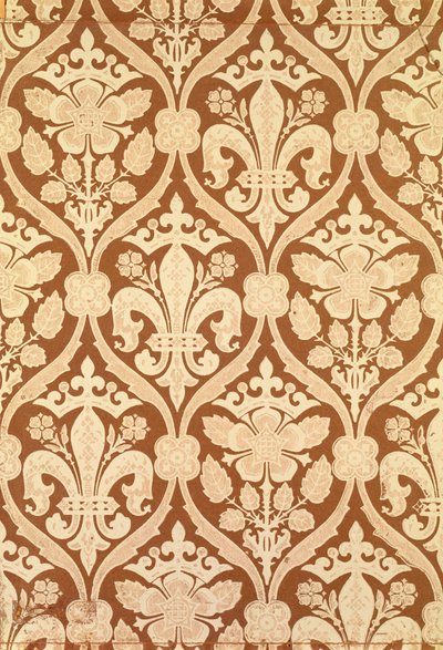 "Fleur-de-Lis" ، خلفية استنساخ صممها S. Scott وأنتجها Cole and Sons ، لمجلسي البرلمان ، 1845-1850 (انظر أيضًا 87555) بواسطة Augustus Welby Northmore Pugin