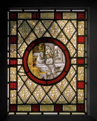 نافذة مكتبة مع Roundel Netherlandish ، c.1844 (زجاج ملون) بواسطة Augustus Welby Northmore Pugin