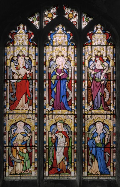 روث ، العذراء مريم ، سارة ، هانا ، دوركاس ، آن ، 1852 (زجاج ملون) بواسطة Augustus Welby Northmore Pugin