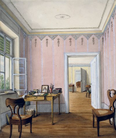 تصميم داخلي على طراز بيدرمير ، حوالي عام 1840 ، ألوان مائية ، النمسا بواسطة المدرسة النمساوية