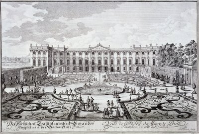 أمام حديقة قصر أمير تراوثسون ، فيينا c.1719 بواسطة المدرسة النمساوية